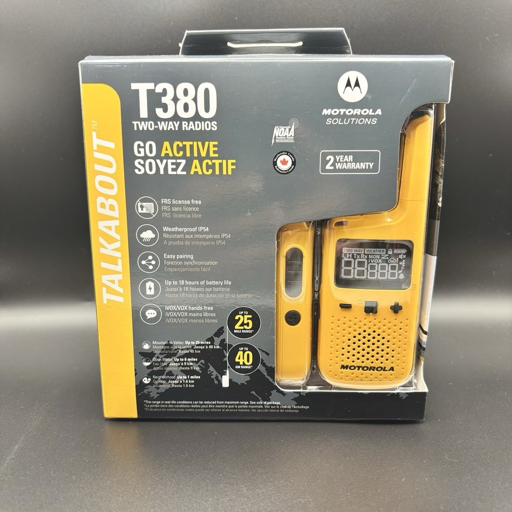 Motorola T380 Two Way Radio Go Active, Weatherproof, 18hrs Battery Life